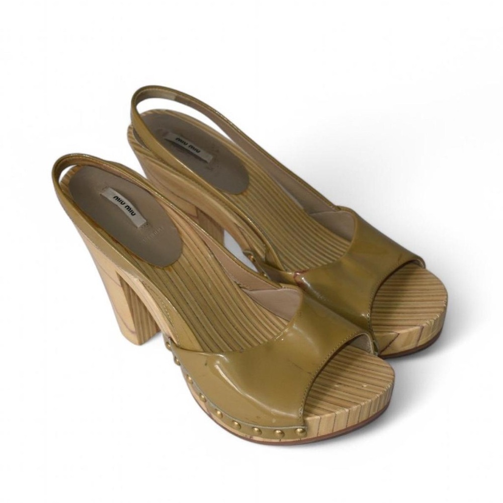 Miu Miu Olive Green Slingback Heels
